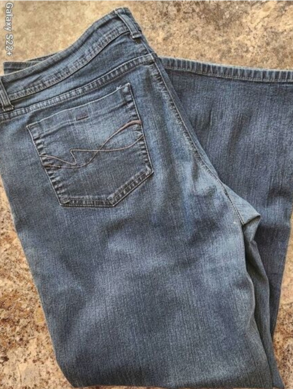 15 Faded Glory Stretch Bootcut petite Women's Blue Jeans-Pocket Stitch Detail